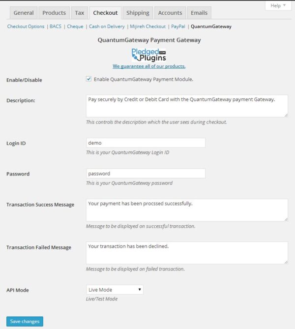 quantumgateway woocommerce screenshot WooCommerce Payment Gateway